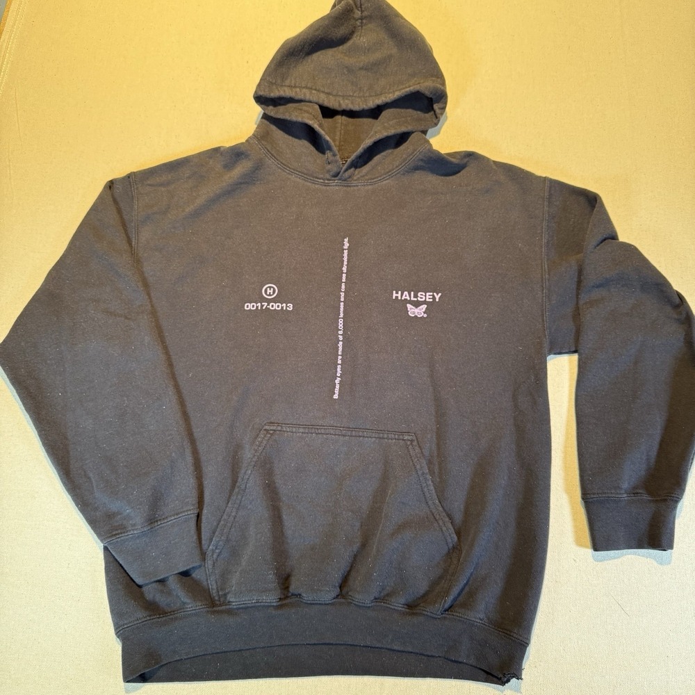 Halsey Butterfly Hoodie Black Graphic Pullover Sweatshirt Official Merch Lyrics - Picture 2 of 9